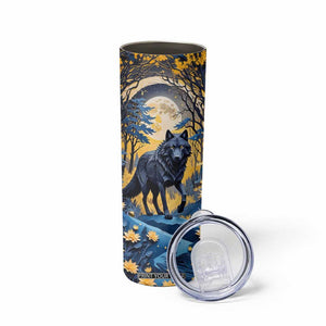 Personalized Wolf in Night Forest Skinny Tumbler with Paper Quilling Style TS04 Print Your Wear