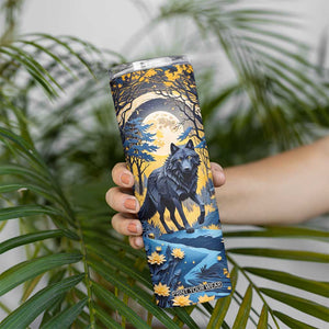 Personalized Wolf in Night Forest Skinny Tumbler with Paper Quilling Style TS04 Print Your Wear
