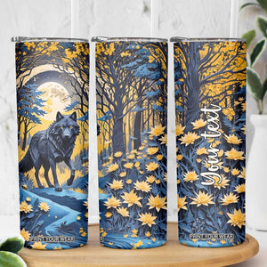 Personalized Wolf in Night Forest Skinny Tumbler with Paper Quilling Style TS04 Print Your Wear