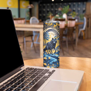 Personalized Wolf in Night Forest Skinny Tumbler with Paper Quilling Style TS04 Print Your Wear