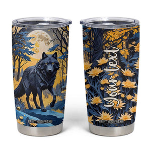 Personalized Wolf in Night Forest Tumbler Cup with Paper Quilling Style TS04 Multicolor Print Your Wear