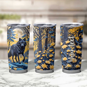 Personalized Wolf in Night Forest Tumbler Cup with Paper Quilling Style TS04 Print Your Wear