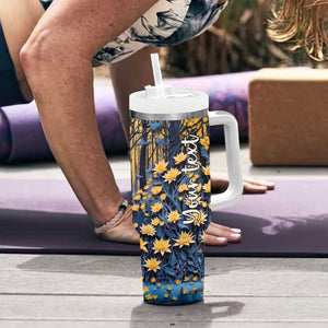 Personalized Wolf in Night Forest Tumbler With Handle with Paper Quilling Style TS04 Print Your Wear