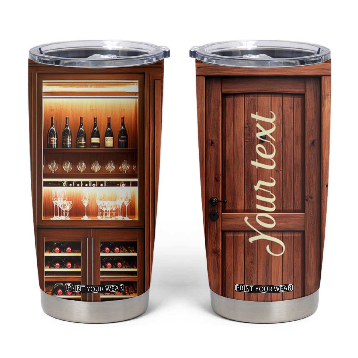 Personalized Wooden Wine Cabinet Tumbler Cup with Rustic Vintage Look TS04 Multicolor Print Your Wear