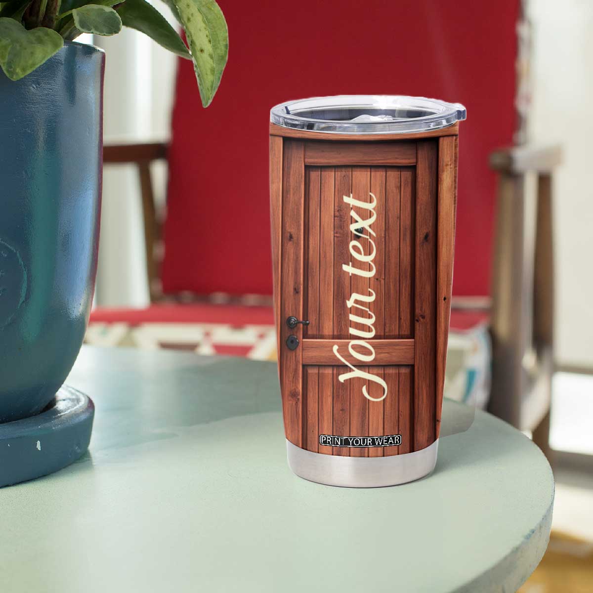Personalized Wooden Wine Cabinet Tumbler Cup with Rustic Vintage Look TS04 Print Your Wear