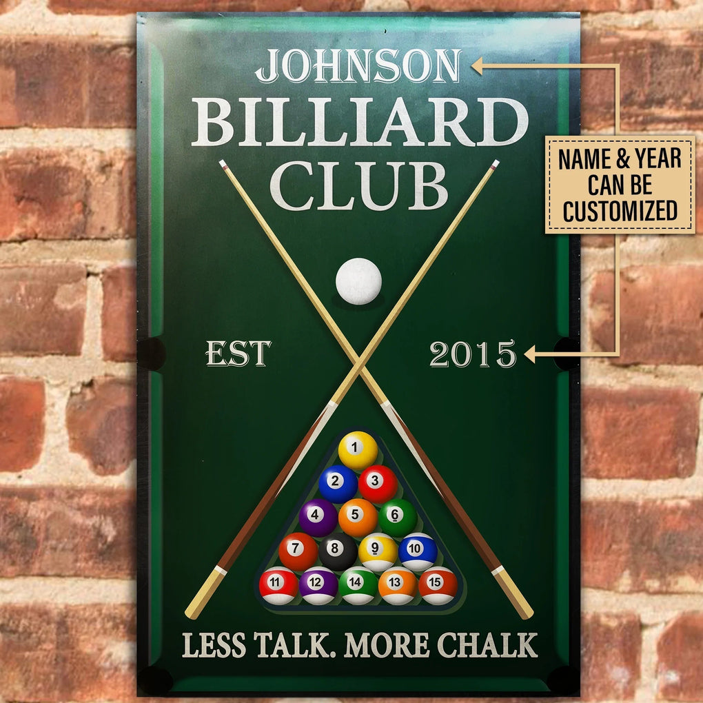 Personalized Metal Sign Billiard Club CTM One Size 24x18 inch (60.96x45.72 cm) Custom - Printyourwear