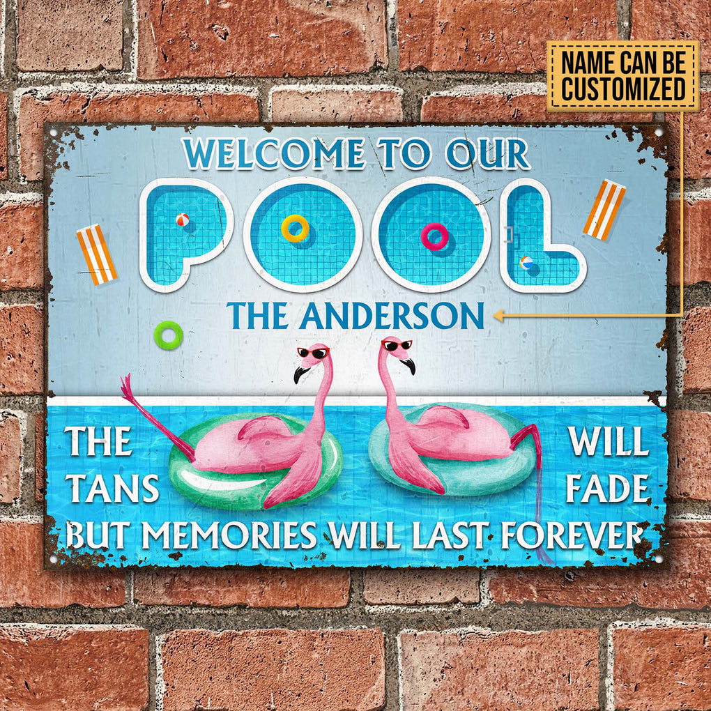 Personalized Metal Sign Flamingo Tans Will Fade CTM One Size 24x18 inch (60.96x45.72 cm) Custom - Printyourwear