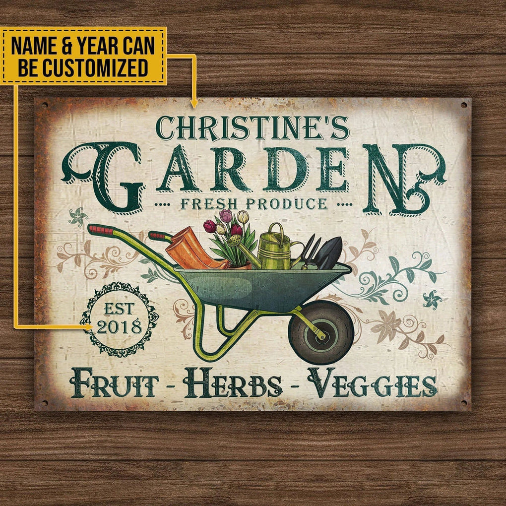 Personalized Metal Sign Garden Fresh Produce Herbs and Veggie CTM One ...