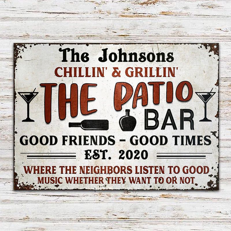 Personalized Metal Sign Grilling Patio Backyard CTM One Size 24x18 inch (60.96x45.72 cm) Custom - Printyourwear