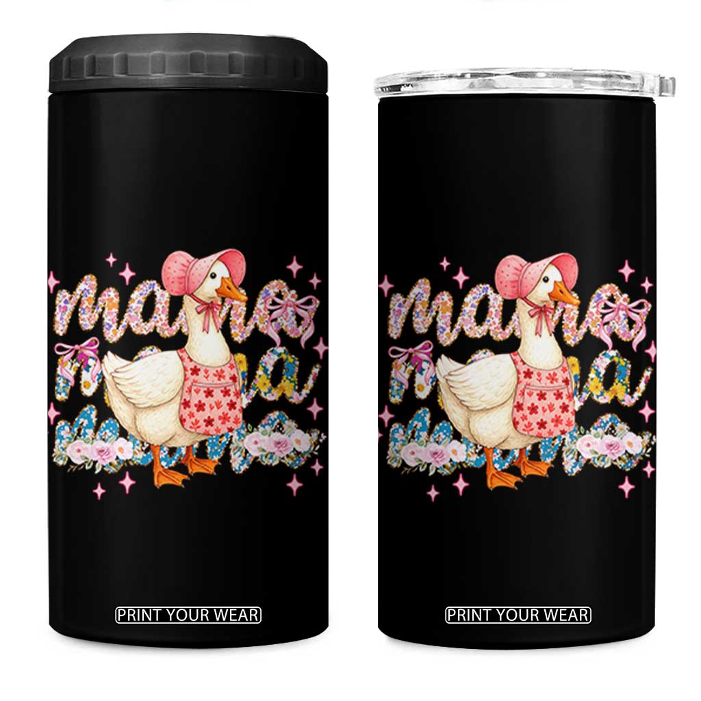 Pink Floral Mama Goose 4 in 1 Can Cooler Tumbler Retro Botanical Mom Mothers Day TS02 One Size: 16 oz Black Print Your Wear