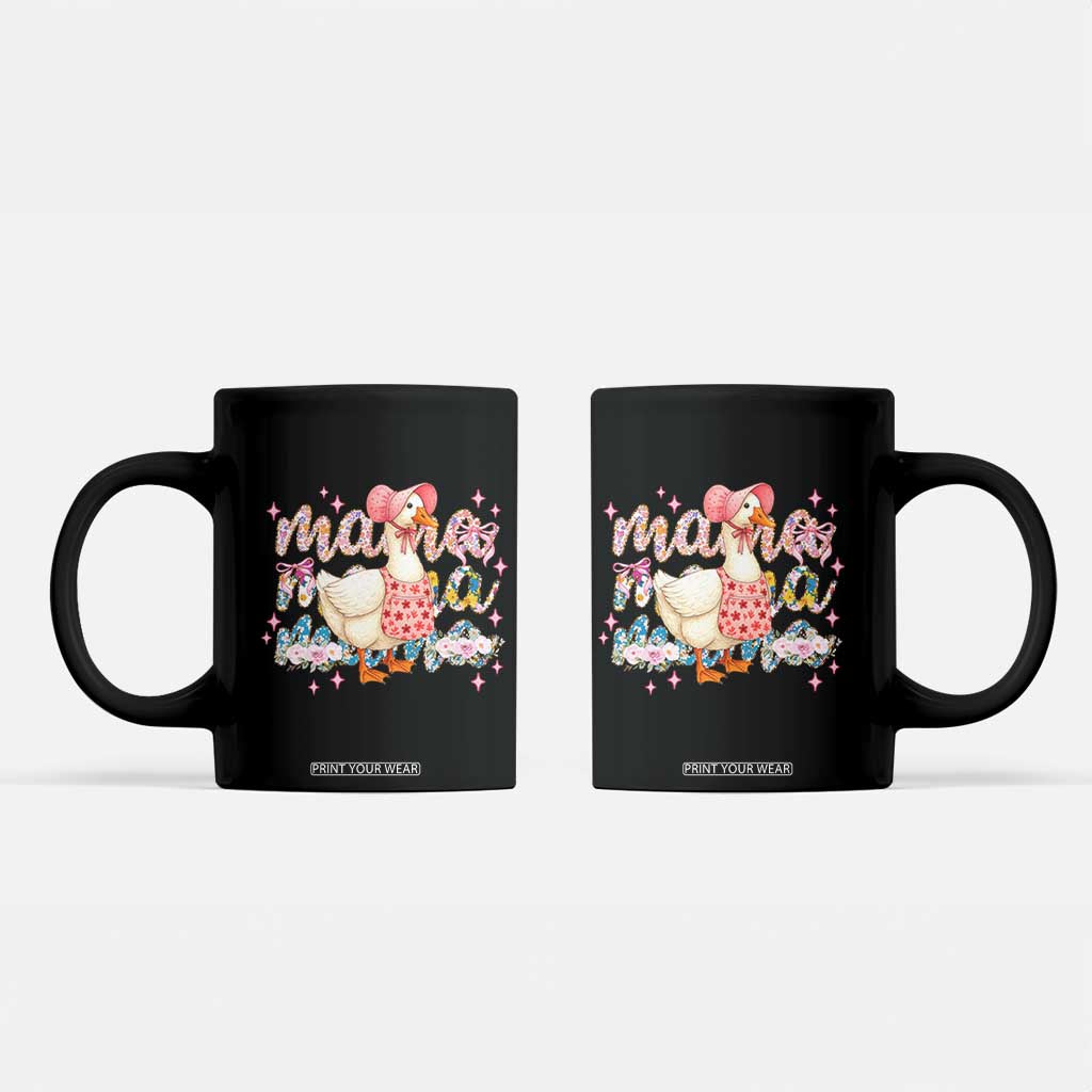 Pink Floral Mama Goose Coffee Mug Retro Botanical Mom Mothers Day TS02 Black Print Your Wear