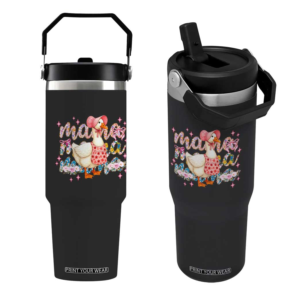 Pink Floral Mama Goose Flip Straw Tumbler Retro Botanical Mom Mothers Day TS02 One Size: 30 oz Black Print Your Wear