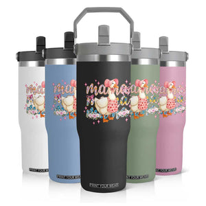 Pink Floral Mama Goose Flip Straw Tumbler Retro Botanical Mom Mothers Day TS02 Print Your Wear