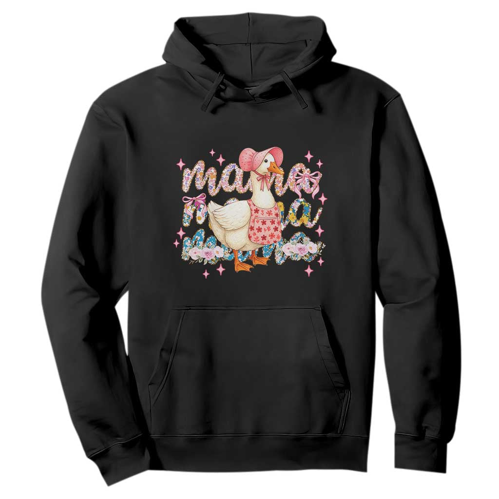 Pink Floral Mama Goose Hoodie Retro Botanical Mom Mothers Day TS02 Black Print Your Wear