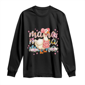 Pink Floral Mama Goose Long Sleeve Shirt Retro Botanical Mom Mothers Day TS02 Black Print Your Wear