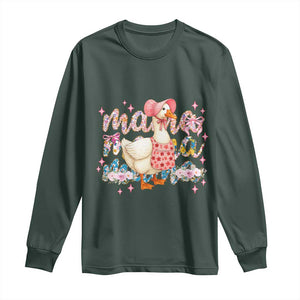 Pink Floral Mama Goose Long Sleeve Shirt Retro Botanical Mom Mothers Day TS02 Dark Forest Green Print Your Wear