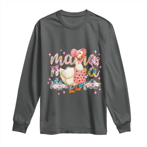Pink Floral Mama Goose Long Sleeve Shirt Retro Botanical Mom Mothers Day TS02 Dark Heather Print Your Wear