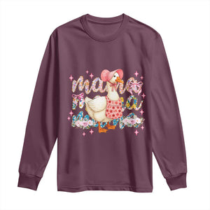 Pink Floral Mama Goose Long Sleeve Shirt Retro Botanical Mom Mothers Day TS02 Maroon Print Your Wear