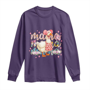 Pink Floral Mama Goose Long Sleeve Shirt Retro Botanical Mom Mothers Day TS02 Purple Print Your Wear