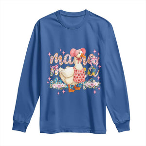 Pink Floral Mama Goose Long Sleeve Shirt Retro Botanical Mom Mothers Day TS02 Royal Blue Print Your Wear