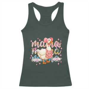 Pink Floral Mama Goose Racerback Tank Top Retro Botanical Mom Mothers Day TS02 Dark Forest Green Print Your Wear
