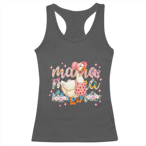Pink Floral Mama Goose Racerback Tank Top Retro Botanical Mom Mothers Day TS02 Dark Heather Print Your Wear