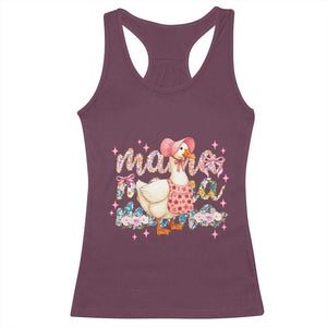 Pink Floral Mama Goose Racerback Tank Top Retro Botanical Mom Mothers Day TS02 Maroon Print Your Wear