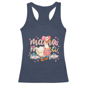 Pink Floral Mama Goose Racerback Tank Top Retro Botanical Mom Mothers Day TS02 Navy Print Your Wear