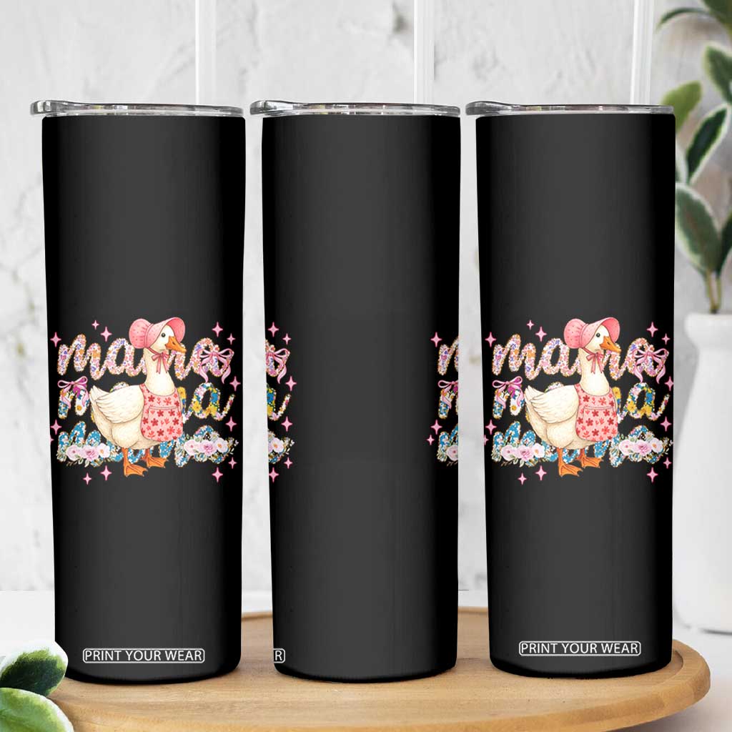 Pink Floral Mama Goose Skinny Tumbler Retro Botanical Mom Mothers Day TS02 Print Your Wear