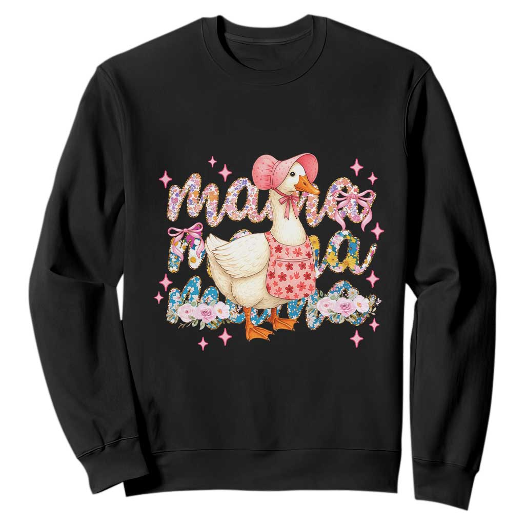 Pink Floral Mama Goose Sweatshirt Retro Botanical Mom Mothers Day TS02 Black Print Your Wear