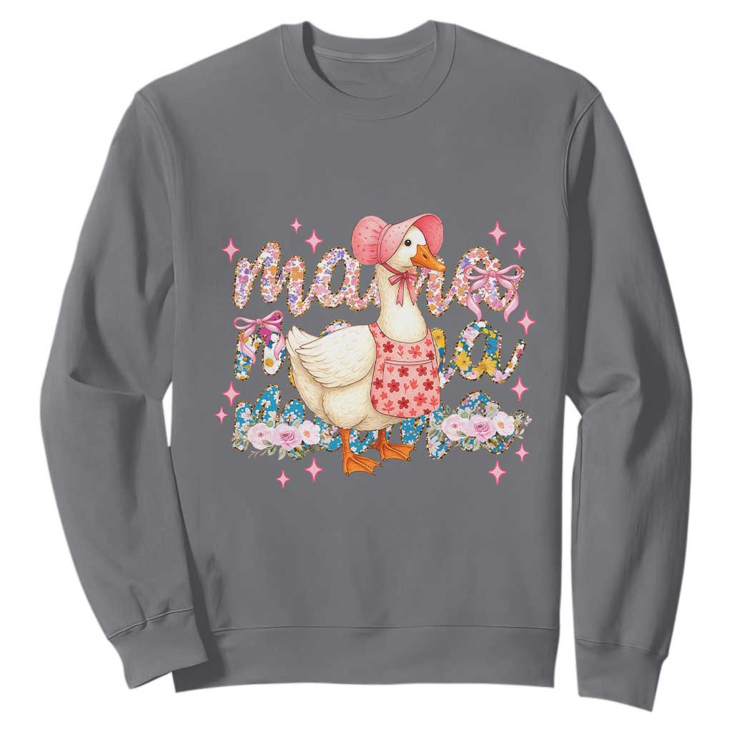 Pink Floral Mama Goose Sweatshirt Retro Botanical Mom Mothers Day TS02 Charcoal Print Your Wear