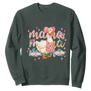 Pink Floral Mama Goose Sweatshirt Retro Botanical Mom Mothers Day TS02 Dark Forest Green Print Your Wear