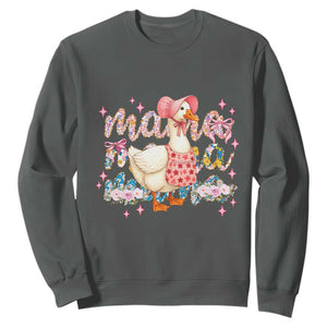 Pink Floral Mama Goose Sweatshirt Retro Botanical Mom Mothers Day TS02 Dark Heather Print Your Wear