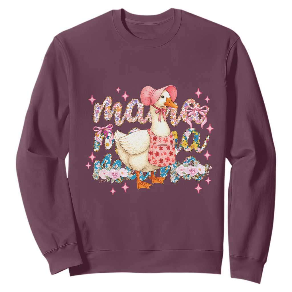Pink Floral Mama Goose Sweatshirt Retro Botanical Mom Mothers Day TS02 Maroon Print Your Wear