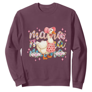 Pink Floral Mama Goose Sweatshirt Retro Botanical Mom Mothers Day TS02 Maroon Print Your Wear