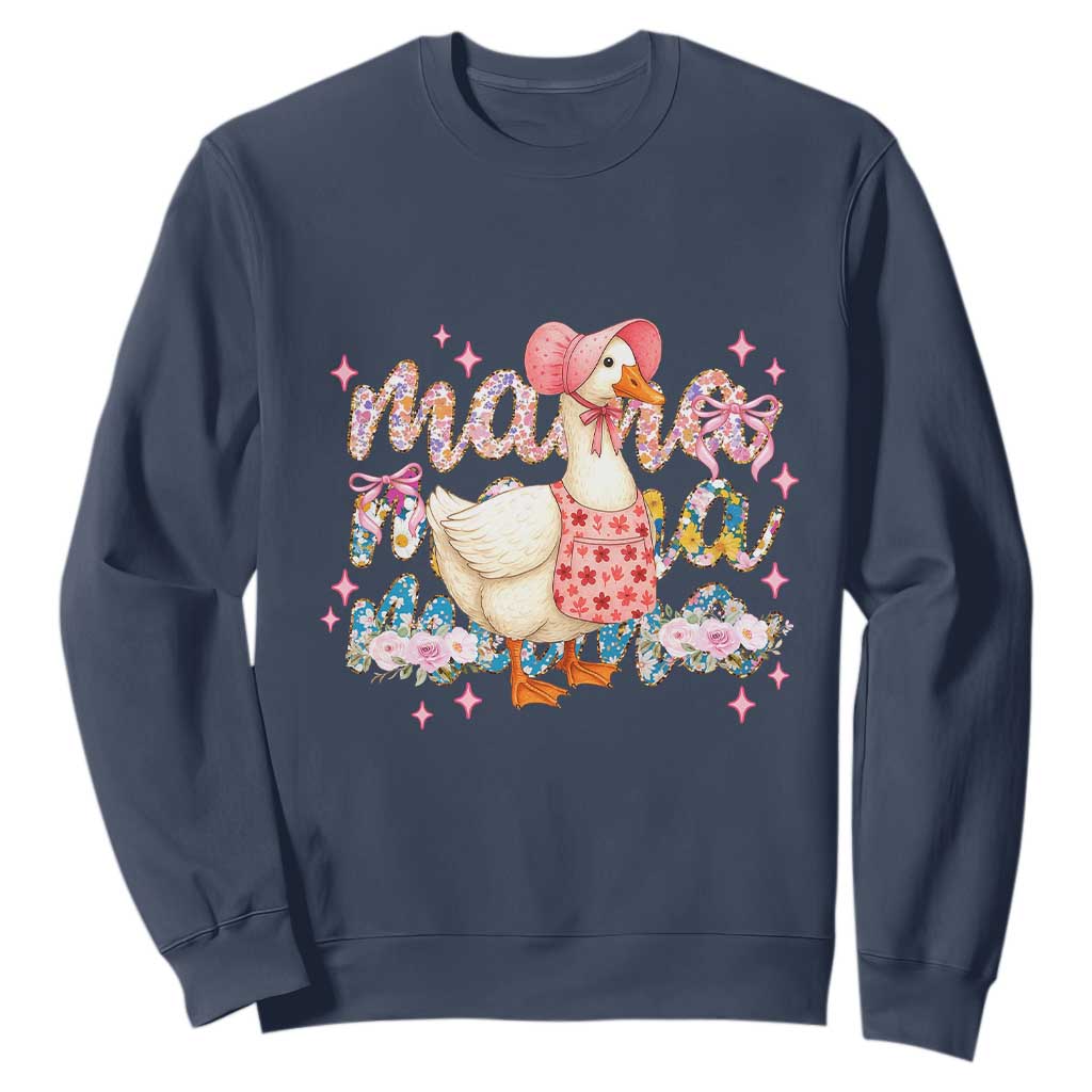 Pink Floral Mama Goose Sweatshirt Retro Botanical Mom Mothers Day TS02 Navy Print Your Wear