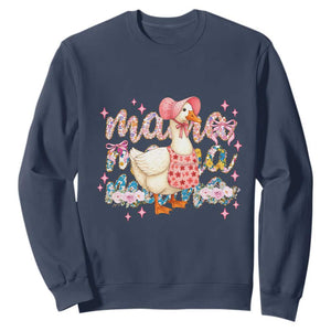 Pink Floral Mama Goose Sweatshirt Retro Botanical Mom Mothers Day TS02 Navy Print Your Wear