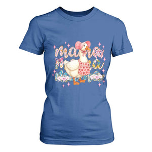 Pink Floral Mama Goose T Shirt For Women Retro Botanical Mom Mothers Day TS02 Royal Blue Print Your Wear