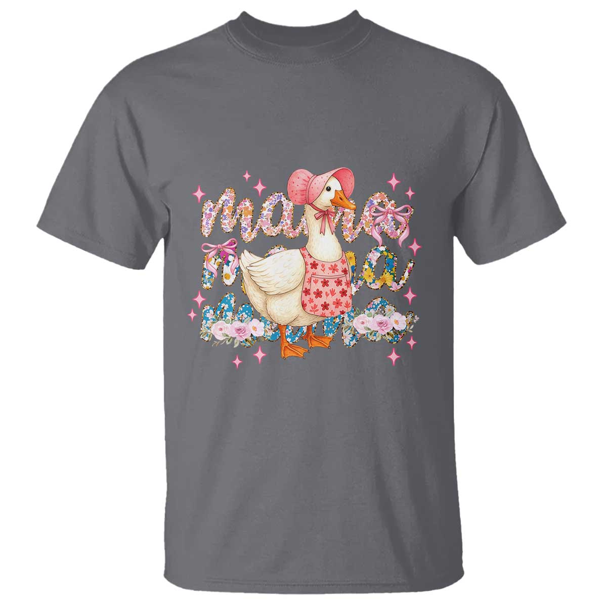 Pink Floral Mama Goose T Shirt Retro Botanical Mom Mothers Day TS02 Charcoal Print Your Wear
