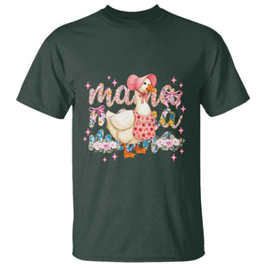 Pink Floral Mama Goose T Shirt Retro Botanical Mom Mothers Day TS02 Dark Forest Green Print Your Wear