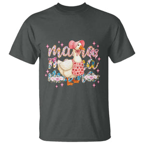 Pink Floral Mama Goose T Shirt Retro Botanical Mom Mothers Day TS02 Dark Heather Print Your Wear