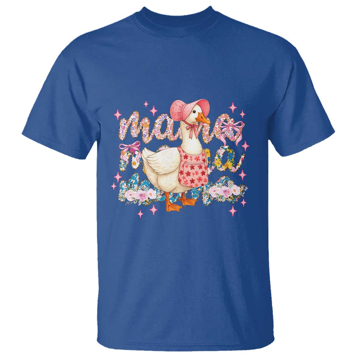 Pink Floral Mama Goose T Shirt Retro Botanical Mom Mothers Day TS02 Royal Blue Print Your Wear