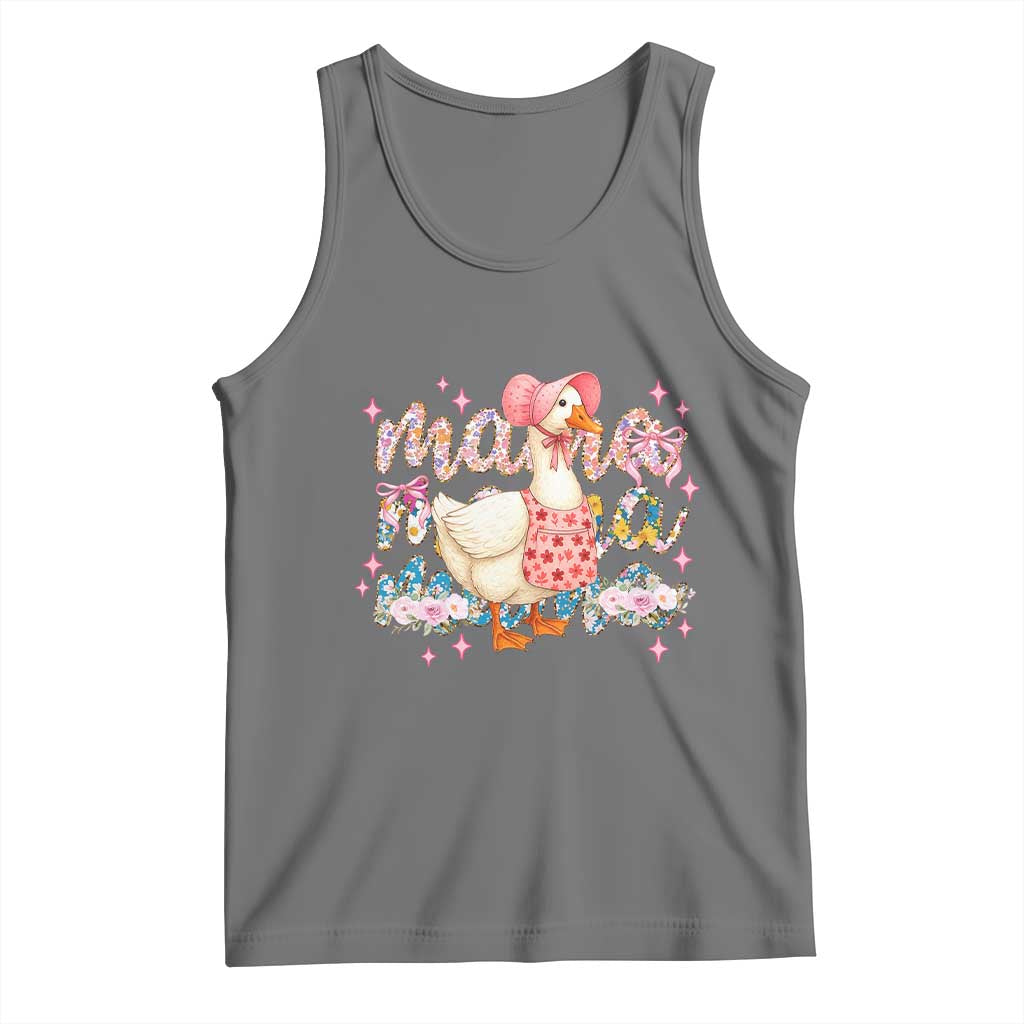 Pink Floral Mama Goose Tank Top Retro Botanical Mom Mothers Day TS02 Black Heather Print Your Wear