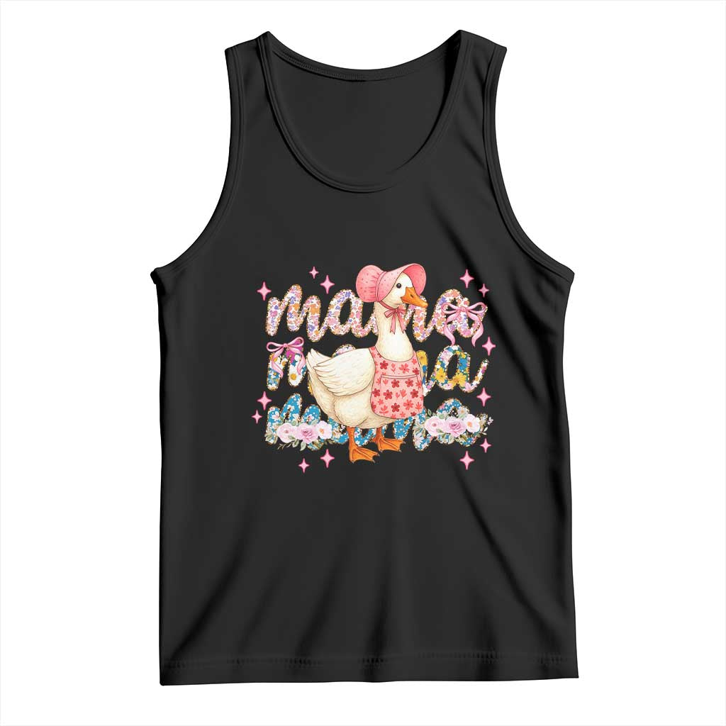 Pink Floral Mama Goose Tank Top Retro Botanical Mom Mothers Day TS02 Black Print Your Wear
