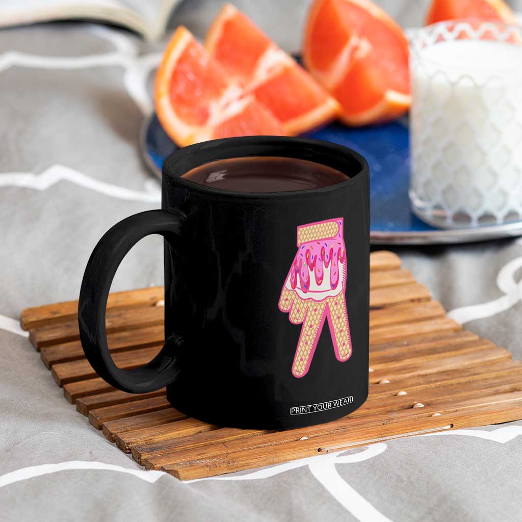 Pink Ice Cream Baseball Glove Sprinkles Drip Coffee Mug Funny V Sign TS02 Print Your Wear