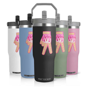 Pink Ice Cream Baseball Glove Sprinkles Drip Flip Straw Tumbler Funny V Sign TS02 Print Your Wear