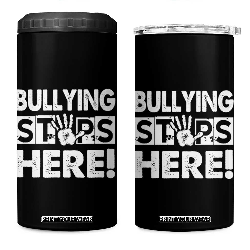 Pink Shirt Day 4 in 1 Can Cooler Tumbler Bullying Stops Here Stand Up To Bullies TS02 One Size: 16 oz Black Print Your Wear