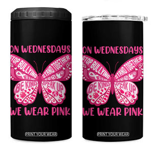 Pink Shirt Day 4 in 1 Can Cooler Tumbler On Wednesdays We Wear Pink Anti Bullying Butterfly TS02 One Size: 16 oz Black Print Your Wear