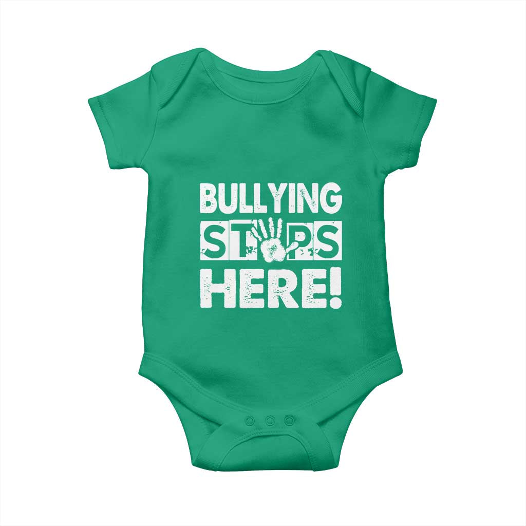 Pink Shirt Day Baby Onesie Bullying Stops Here Stand Up To Bullies TS02 Irish Green Print Your Wear