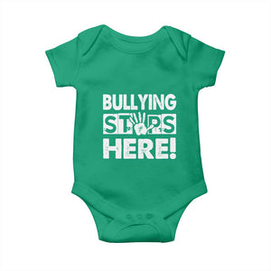 Pink Shirt Day Baby Onesie Bullying Stops Here Stand Up To Bullies TS02 Irish Green Print Your Wear